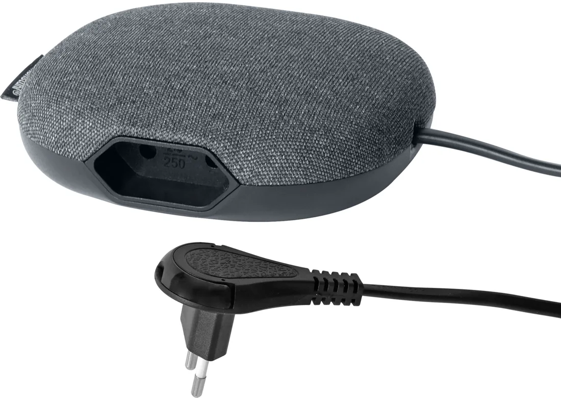 brennenstuhl®estilo charging station with textile surface 1xEuro-socket and 2xUSB-Charger black/anthracite