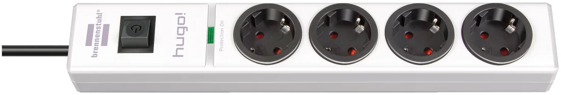 hugo! 19.500 A extension lead with surge protection 4-way white 2m H05VV-F 3G1.5