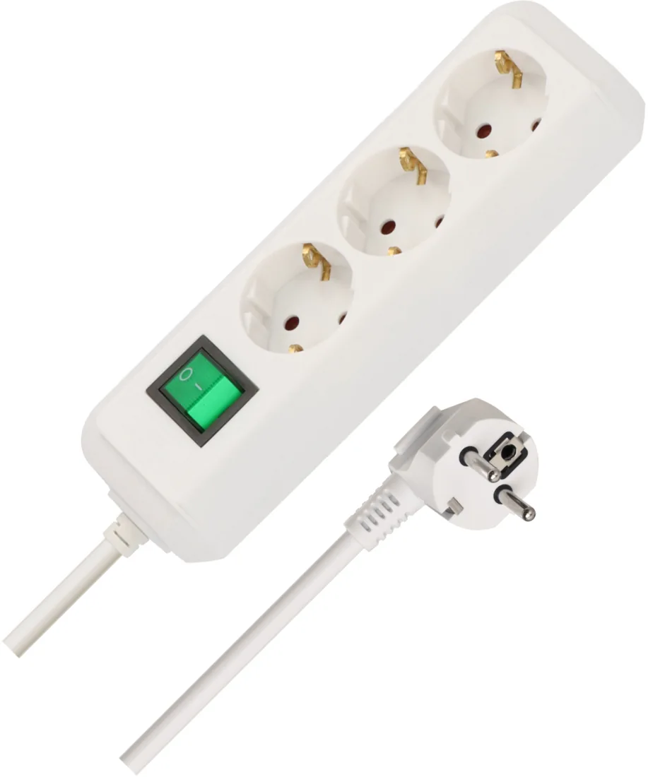 Eco-Line extension lead with switch 3-way white 1,5m H05VV-F 3G1,5